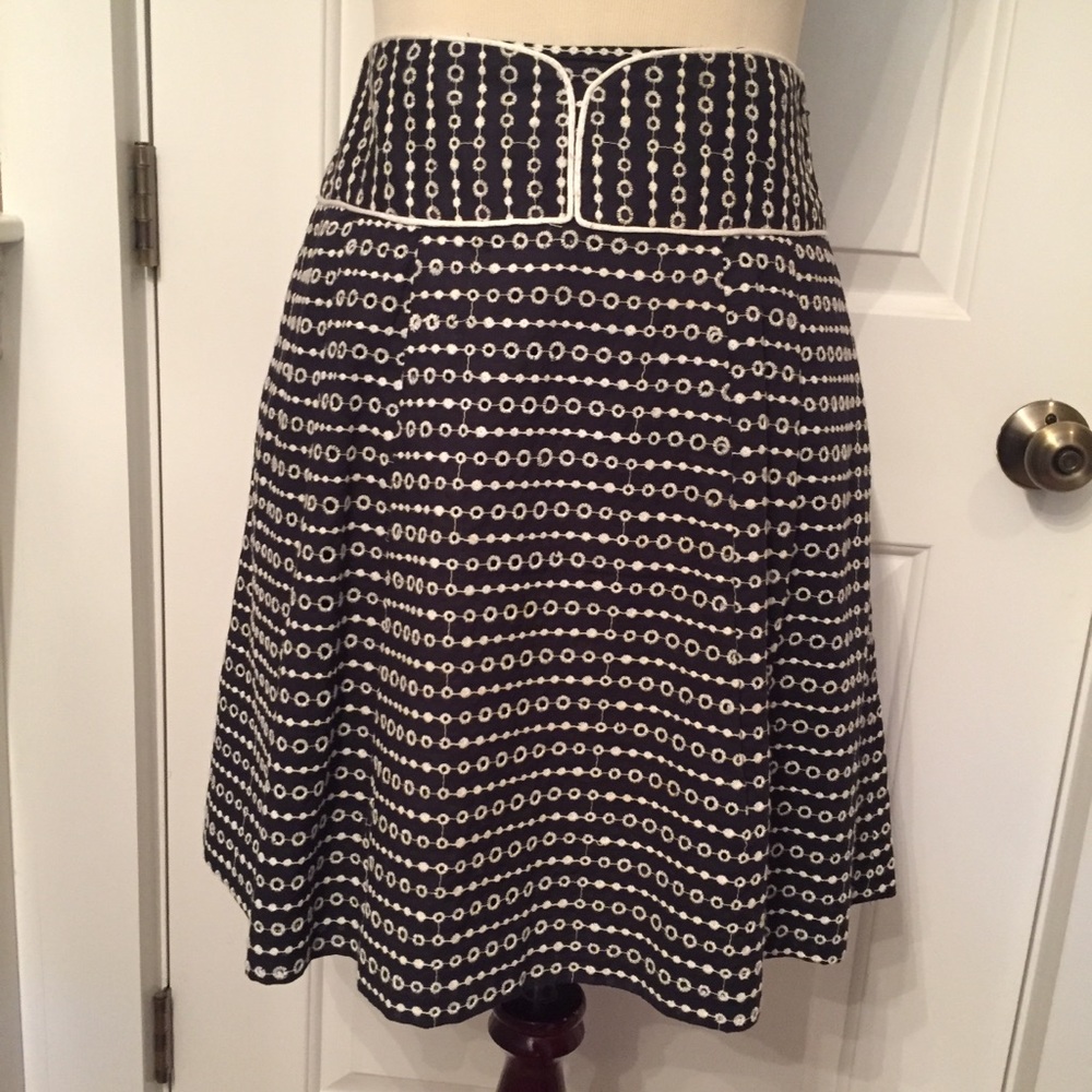 WORTH SKIRT BLUE WHITE COTTON FULL MINI POCKETS size 0